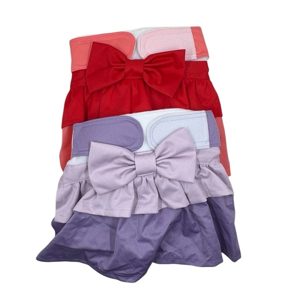 Premium Washable Two Tone Ruffles & Bow Female Dog Diapers 2 Pack Size: Med. New - Picture 15 of 16